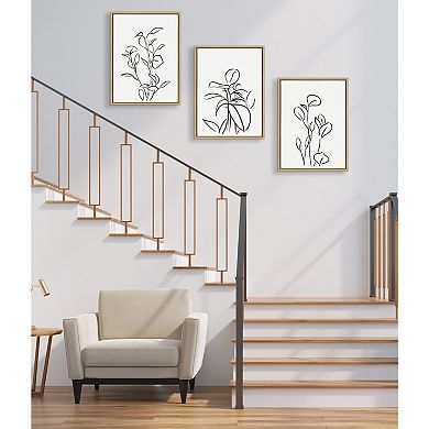 Sylvie Botanical Sketch Print No 1 Framed Canvas by The Creative Bunch Studio