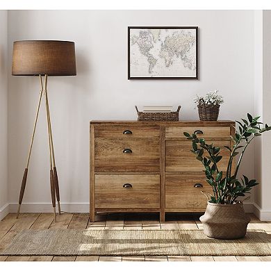 Sylvie Vintage World Map Framed Canvas by The Creative Bunch Studio