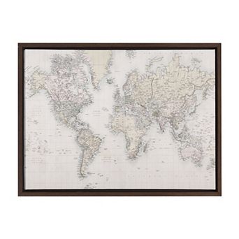 Sylvie Vintage World Map Framed Canvas by The Creative Bunch Studio