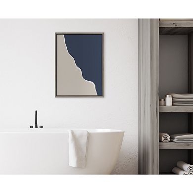 Sylvie Ocean and Beach Abstract Landscape Framed Canvas by The Creative Bunch Studio