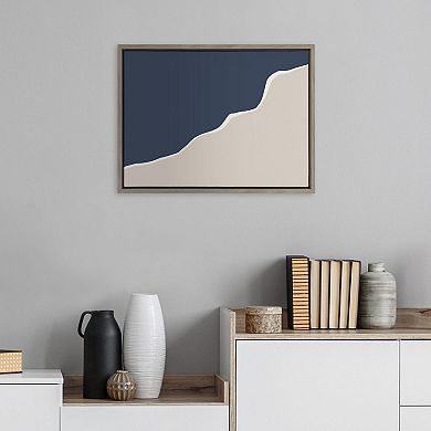 Sylvie Ocean and Beach Abstract Landscape Framed Canvas by The Creative Bunch Studio