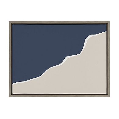 Sylvie Ocean and Beach Abstract Landscape Framed Canvas by The Creative Bunch Studio