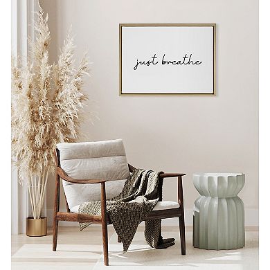 Sylvie Just Breathe Horizontal BW Framed Canvas by The Creative Bunch Studio