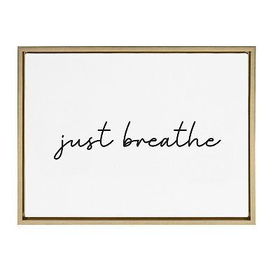 Sylvie Just Breathe Horizontal BW Framed Canvas by The Creative Bunch Studio
