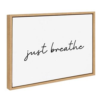 Sylvie Just Breathe Horizontal BW Framed Canvas by The Creative Bunch Studio