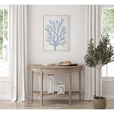 Sylvie Abstract Coral Ocean Blue Framed Canvas by The Creative Bunch Studio