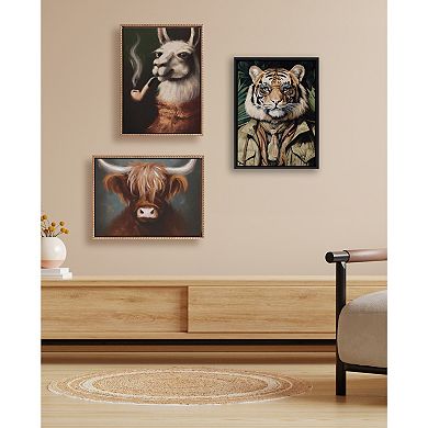Sylvie Dark Academia Jungle Safari Tiger Framed Canvas by The Creative Bunch Studio