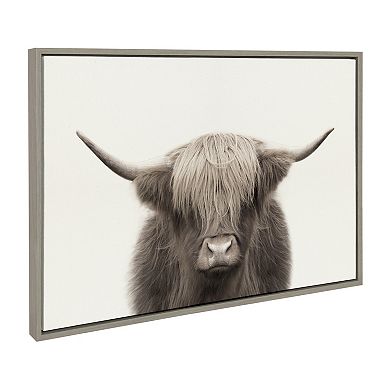 Sylvie Hey Dude Highland Cow Color Framed Canvas by The Creative Bunch Studio