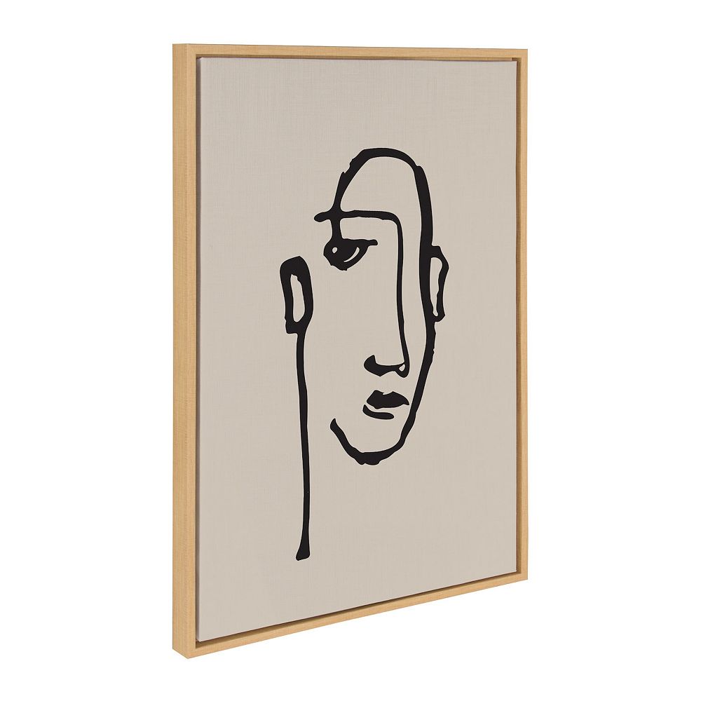 Sylvie Minimalist Neutral Line Art Drawing Face Framed Canvas by The ...