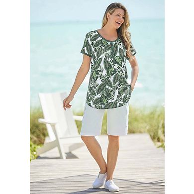 Woman Within Plus Size Knit Henley Tunic