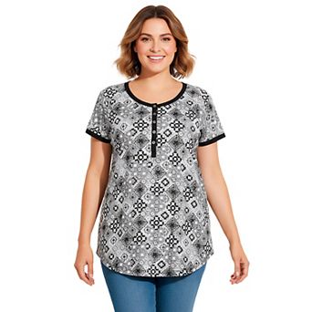 Woman Within Plus Size Knit Henley Tunic