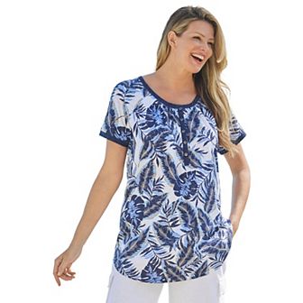 Woman Within Plus Size Knit Henley Tunic