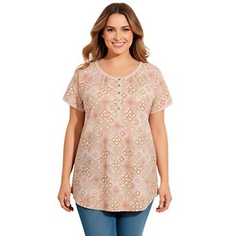 Woman Within Plus Size Knit Henley Tunic