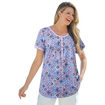 Woman Within Plus Size Knit Henley Tunic