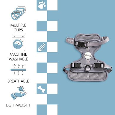 Arlo Adjustable Soft Padded No Pull Pet Harness with 3 Buckles and 3 Leash Clips