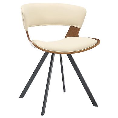 LeisureMod 5-Piece Dining Set, Square Natural Wood Table, 4 Leather Dining Chairs