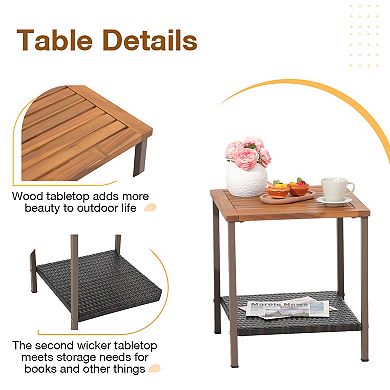 Patio 3 Pieces Steel Rattan Rocking Bistro Set