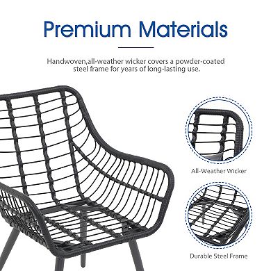 Patio Outdoor Steel Rattan 3 Piece Bistro set