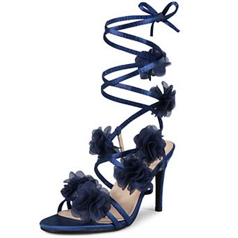 Floral Lace Up Stiletto Heel Flower Sandals for Women