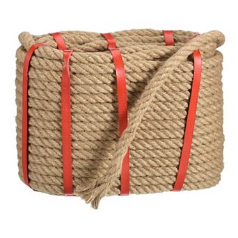 Natural Jute Rope, 33/64 in x 100 Ft Thick Twisted Manila Rope Multipurpose for Tug of War, Hammock