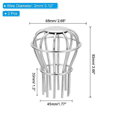 Gutter Guard 2 Inch, 2 Pack Down Pipe Filter, Anti-Blocking Line Cap Drain Cover Downspout Protector