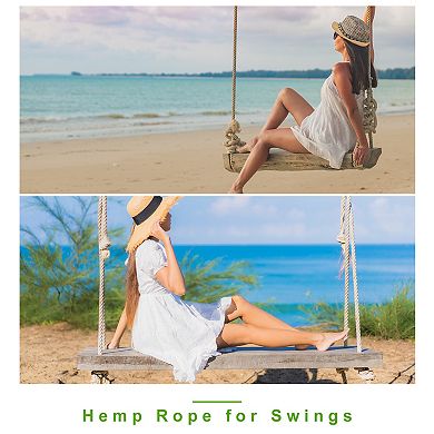 Natural Jute Rope, 25/32 in x 50 Ft Thick Twisted Manila Rope Multipurpose for Tug of War, Hammock