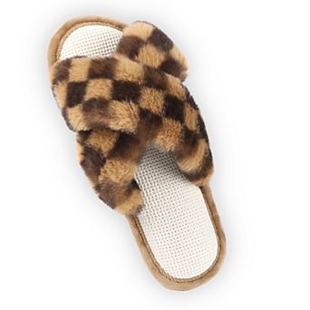 Women's Open Toe Fuzzy Fluffy House Slippers Cozy Criss Cross Furry Slides Slippers