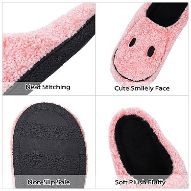 Women Fuzzy Memory Foam Fluffy Polar Fleece Lining Breathable Big Smile Home Slippers
