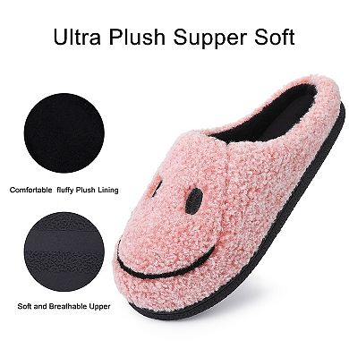 Women Fuzzy Memory Foam Fluffy Polar Fleece Lining Breathable Big Smile Home Slippers