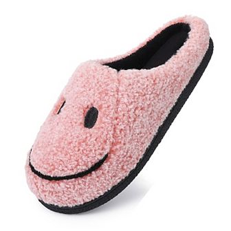 Women Fuzzy Memory Foam Fluffy Polar Fleece Lining Breathable Big Smile Home Slippers