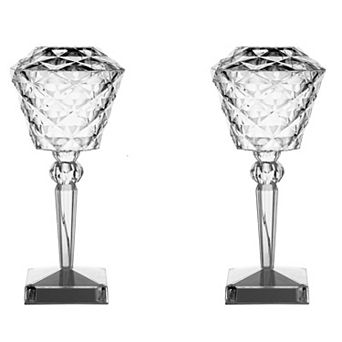 Set of 2 RGB Color Changing Rose Table Lamp Crystal Light