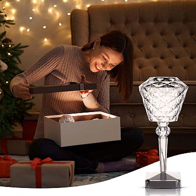 Set of 2 RGB Color Changing Rose Table Lamp Crystal Light