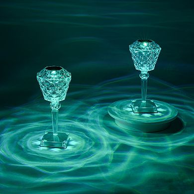 Set of 2 RGB Color Changing Rose Table Lamp Crystal Light
