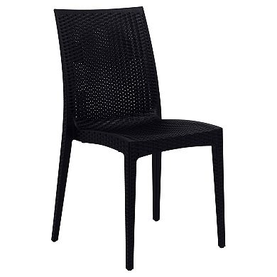 Leisuremod Mace 7-piece Outdoor Dining Set With Rectangular Table And Stackable Chairs