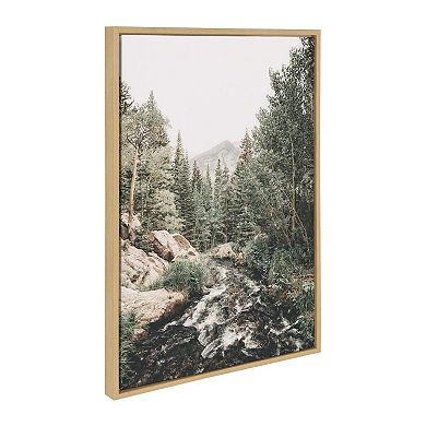 Sylvie Highland Cow Mountain Landscape and Minimalist Evergreen Trees Sketch Framed Canvas Set
