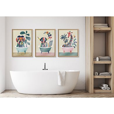 Blake Mid Century Modern Lion in Bathtub Framed Printed Glass by Rachel Lee of My Dream Wall