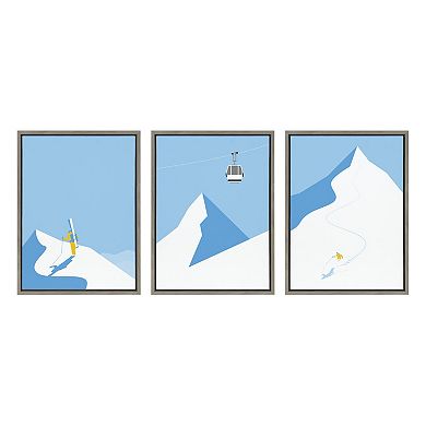 Sylvie Downhill Skier Framed Canvas Art Set By Rocket Jack
