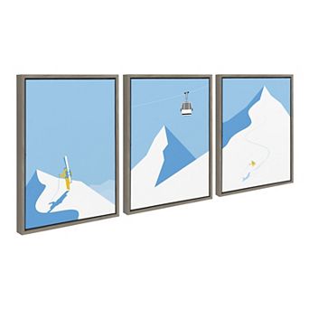 Sylvie Downhill Skier Framed Canvas Art Set By Rocket Jack