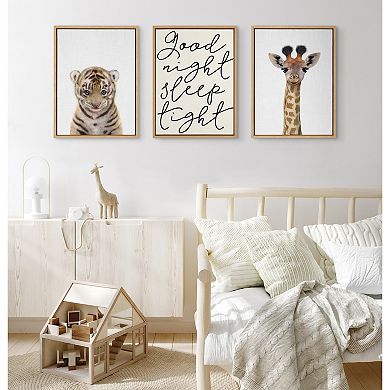 Sylvie Baby Giraffe Framed Canvas by Simon Te of Tai Prints