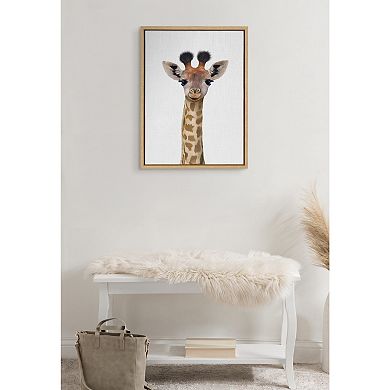 Sylvie Baby Giraffe Framed Canvas by Simon Te of Tai Prints
