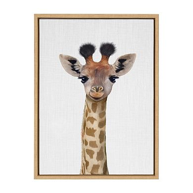 Sylvie Baby Giraffe Framed Canvas by Simon Te of Tai Prints