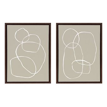Sylvie Beige Going in Circles Framed Canvas Set by Teju Reval of SnazzyHues