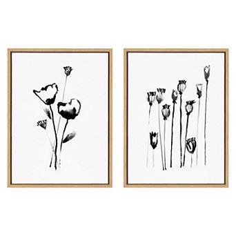 Sylvie Wildflowers and Seed Pods Framed Canvas Set by Teju Reval of SnazzyHues