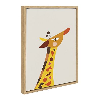Sylvie Mid Century Modern Baby Giraffe Framed Canvas by Rachel Lee of My Dream Wall