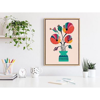 Sylvie Mid Century Modern Poppies Framed Canvas by Rachel Lee of My Dream Wall