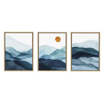 Sylvie Blue Mountain Range Framed Canvas Set by Amy Lighthall
