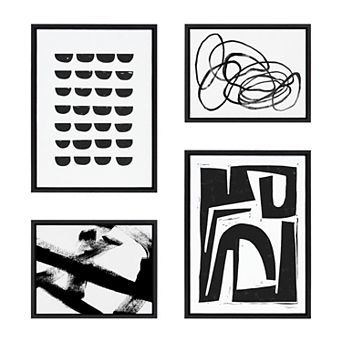 Sylvie Modern Abstract Framed Canvas Set