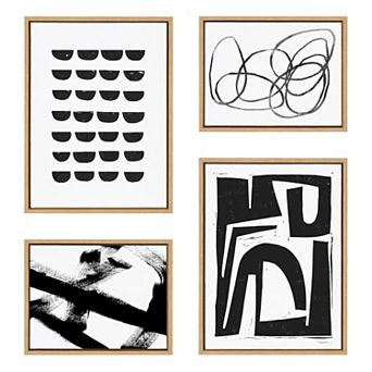 Sylvie Modern Abstract Framed Canvas Set