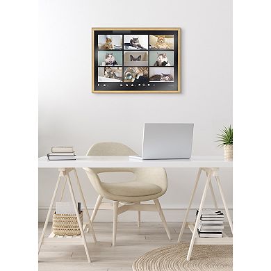 Blake Video Chat Cats Framed Printed Glass by The Creative Bunch Studio
