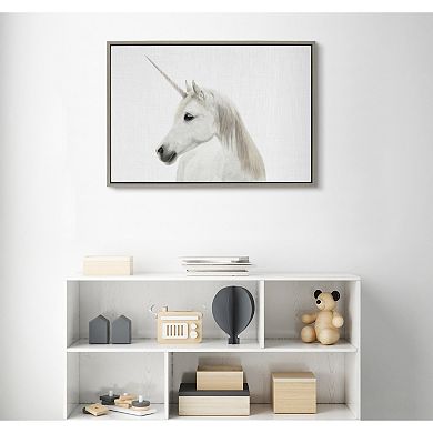 Sylvie Unicorn Framed Canvas by Simon Te of Tai Prints
